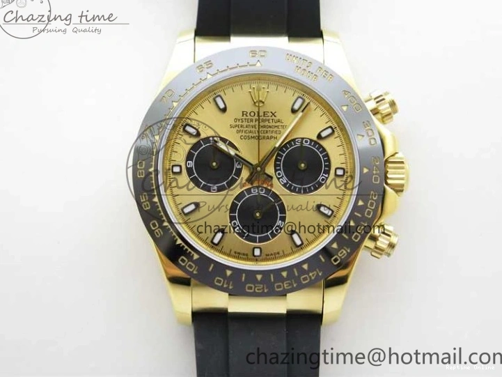 0501 Sporty Daytona 116518 KKF 1:1 Best Edition 904L Steel YG Black Dial on Rubber Strap A 2455